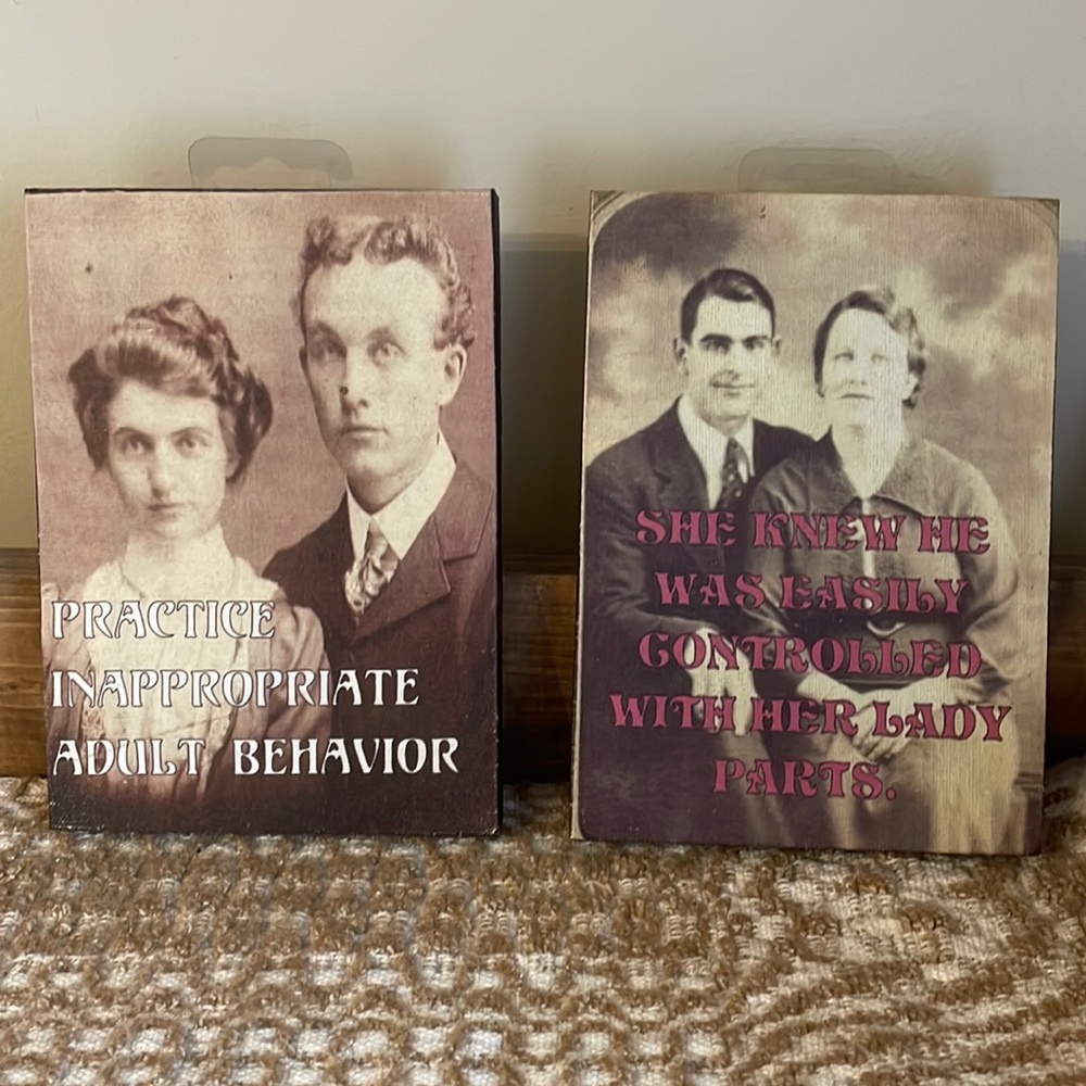 Vintage inspired novelty canvas wall decor (set of 2)